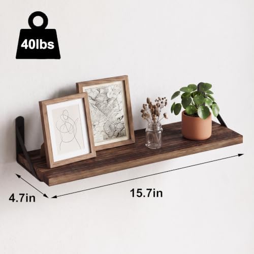 Fixwal Floating Wall Shelves, Set of 8, Width 4.75 Inches, Dark Carbonized