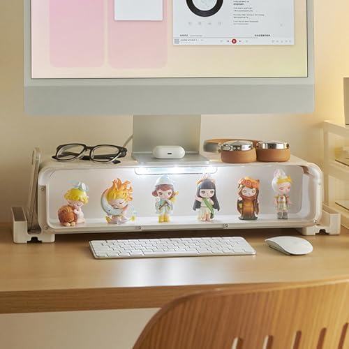 WMM Monitor Stand Riser, Computer Monitor Stand with Drawer and Display Minifigures, Computer Desktop Stand with Lights,
