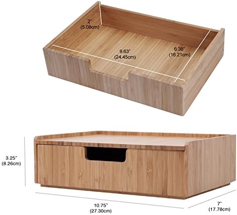 MobileVision Bamboo Makeup Drawer Organizer, Cosmetics Storage Box, Break Resistant Display Case and Drawer