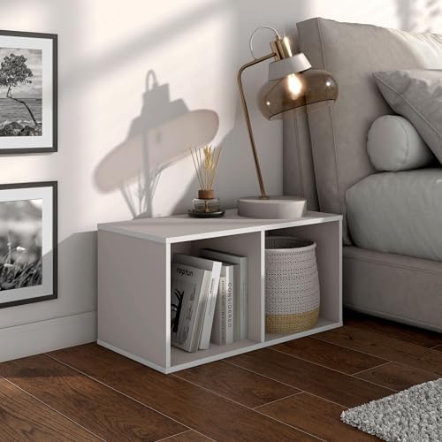 Homes: Inside + Out Apexa 2-Cube Storage Organizer Shelves, Stackable Wood Bookcase Fits Cubby Bins for Organization, Do