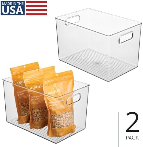 iDesign Storage Bins with Handles, Set of 2, Clear