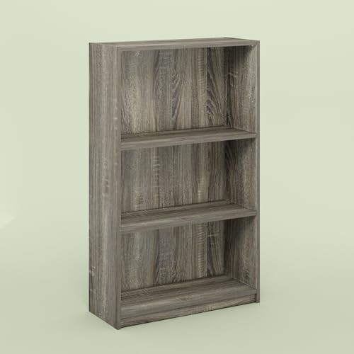 Frei Bookcases, Bookshelf, 40 Inch Tall 3 Tier Display Bookcase, with Adjustable Shelves, for Home Office, Living Room, 