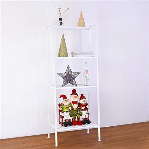 Industrial Ladder Shelf, 4-Tier Bookshelf, Storage Rack Shelves, Bathroom, Living Room, Metal Frame, White