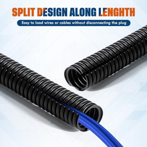 Sasylvia 1/4", 1/2", 3/8" X 10 ft Split Wire Loom Tubing, Cord Protector