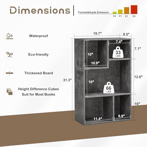 VECELO Cubby Storage Organizer Bookcase, Open Cube Display Shelf Cabinet, Freestanding Multicompartment Bookshelf for De