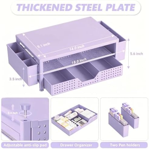 OPNICE Desk Organizers and Accessories, Computer Monitor Stand Riser with Drawer and 2 Pen Holders, Printer & Laptop Sta