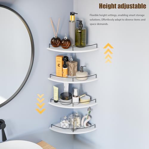 Corner Shelf Wall Mount, Floating Corner Shelves, Set of 4 Corner Wall Shelf Organizer,Rustic Wood Wall Storage Display 