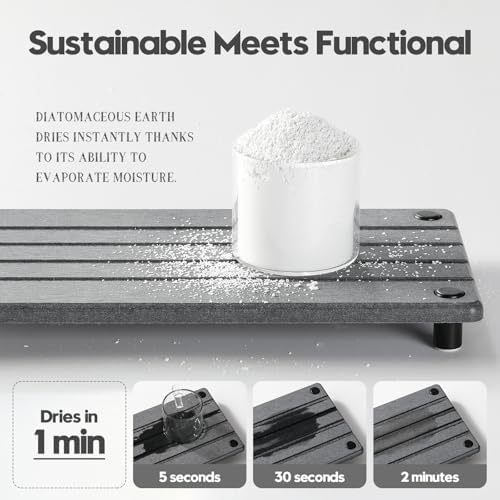 Razborci Instant Dry Sink Caddy Kitchen Sink Organizer, Quick Drying Stone Tray Diatomite Sponge Holder Soap Dish, Bathr