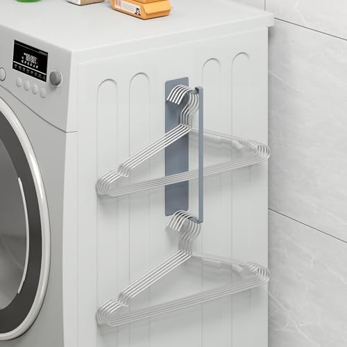 Magnetic Hanger Organizer, Thipoten Hangers Holder for Washing Machine, Holding up to 30 Velvet/Wire/Plastic Hangers, Perfect Space Saver for Laundry Room (1, Grey)