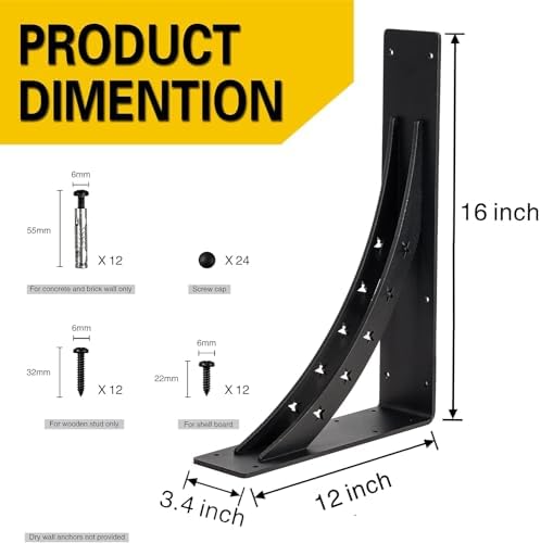 Heavy Duty Shelf Brackets，max Load 900 LBS,Premium Alloy Metal Mantel Brackets , (Set of 2) Fireplace Mantel Brackets - 