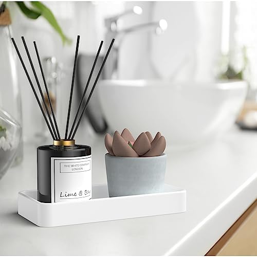 Gurygo 2 Pack 8" Ceramic Vanity Tray - Kitchen Tray for Soap Bottles - Small Rectangular Vanity Tray for Bathroom - Vani