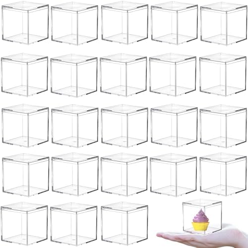 24-Pack Acrylic Square Cube Clear Storage Box,2.95 x 2.95 x 2.95 Inch