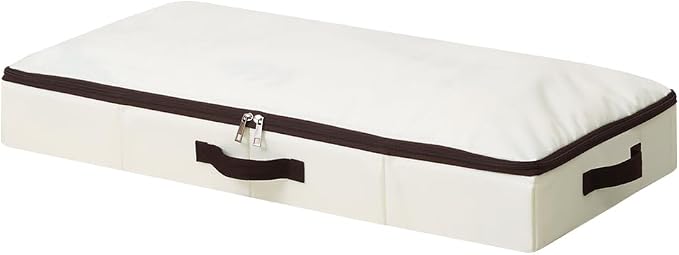 iwill CREATE PRO Low Profile Under Bed Storage Containers with Clear Label Holder, Foldable Sturdy Underbed Storage Boxes, Closet Organizers for Seasonal Clothes, Bedding, Shoes (Beige, 29.5*15*4")
