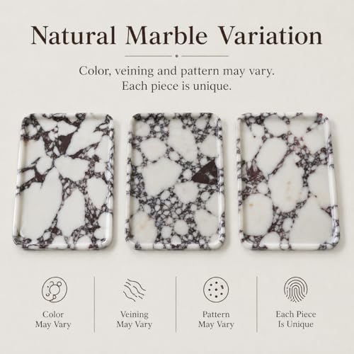 Marble Vanity Tray, 9.84 x 6.69 in, White Burgundy