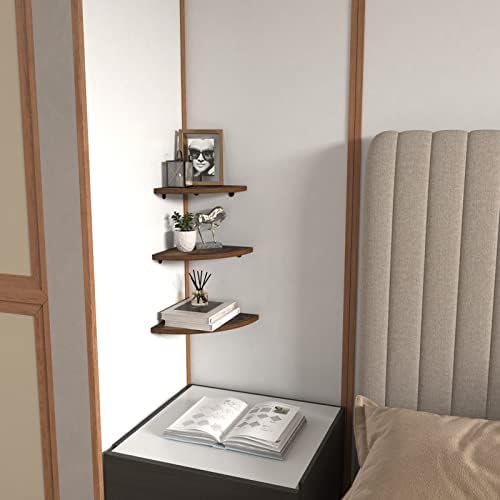 HORLIMER 6 Pack Wall Mount Floating Corner Shelf for Bedroom, Living Room