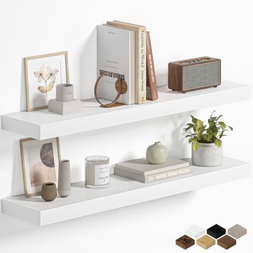 Fun Memories Floating Shelves for Wall 30 Inch, Set of 2 – Wall-Mounted Storage & Display Shelf with Invisible Bracket, 