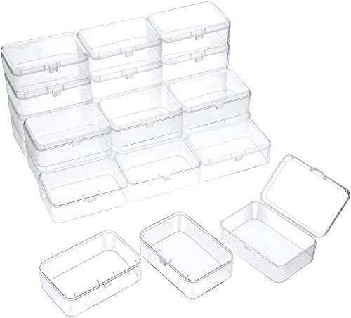 SATINIOR 24 Pcs Small Clear Plastic Container Box, 3.5 x 2.4 X1.2 in