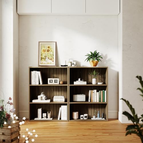 3 Tier Wood Modern Bookshelf, Wooden Book Shelf with Three Display Shelves, Open Shelf Bookcase for Bedroom, Living Room