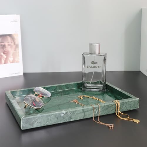 African Natural Marble Tray, 11.8"x7.8" Coffee Table Vanity/Decorative Tray for Jewerly, Watch, Perfume, Rectangle Genui