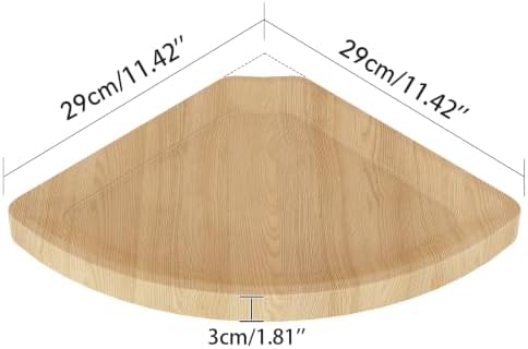 YMYNY Set of 2 Corner Shelf Wall Mount 12" Beech Wood Color HFS001R-2