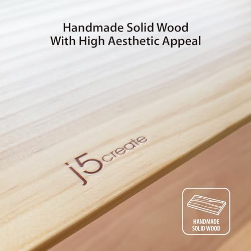 j5create Premium Monitor Stand, Made with Elegant Wood and Sleek Aluminum