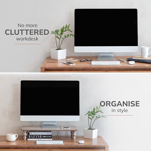 Anji Mountain Monitor Stand for Desk - Desktop Organizer & Laptop Riser, Ergonomic Monitor Riser, Space-Saving, Durable,