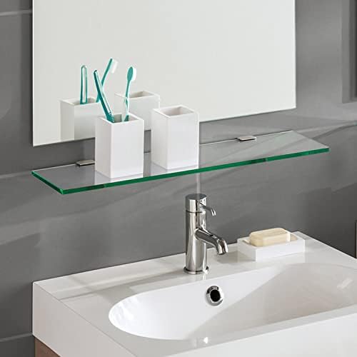 Fab Glass and Mirror 12" X 18" Rectangle Floating Clear Tempered Kit Glass Shelf,