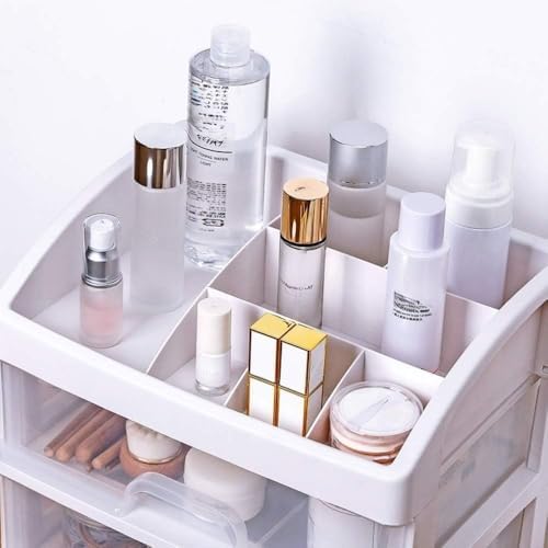 Makeup Organizer with 3 Drawers, Bathroom Vanity Countertop Storage for Cosmetics, Brushes, Lotion, Nail Lipstick and Je