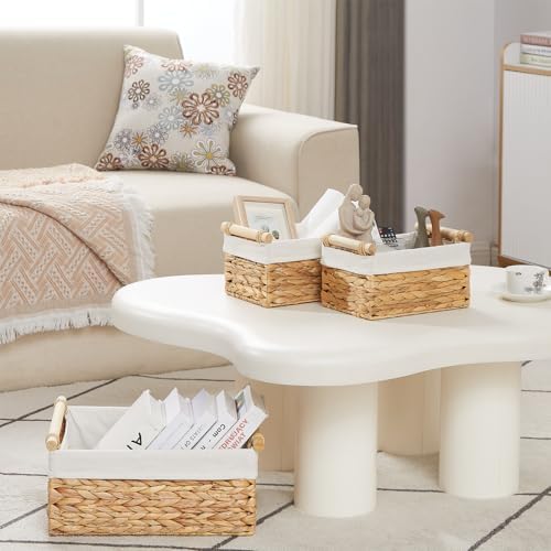 Vagusicc Wicker Storage Basket, 3-Packs Water Hyacinth Storage Baskets for Organizing, Large Cube Storage Organizer Bask