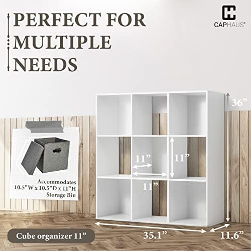 Fencer Wire 11-Inch Cube Storage Organizer Shelf w/Back, with Exterior Edge, Room Storage Shelves Divider, Bookcase, 9-C