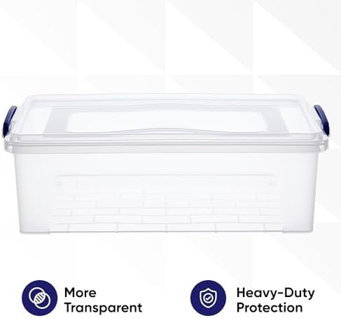 Superio Clear Storage Box with Lid, Plastic Container Bin for Organizing, Stackable Crate, BPA Free, Non Toxic, Odor Fre
