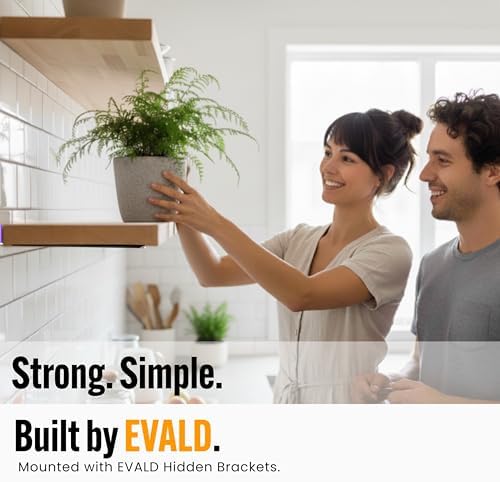 EVALD LevelMate™ 6" Swift-Mount Floating Shelf Brackets | Heavy Duty Hidden Black Carbon Steel Supports for Wood Shelves