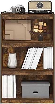 Furinno Jaya Book Shelf, 3-Tier Modern Bookshelf with Adjustable Shelf, Bookcase with Open Shelf, 9.5 x 24.5 x 40.3, for