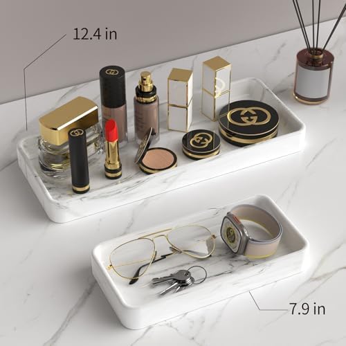 Gurygo 8" Ceramic Bathroom Vanity Tray for Kitchen Counter - Kitchen Soap Tray - Rectangular Ceramic Trays for Bathroom 