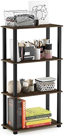 Furinno TURN-S-TUBE Storage Shelves, 4-Tier Book Shelf, Corner Shelf, Toolless Open Shelves, for Organization and Storag