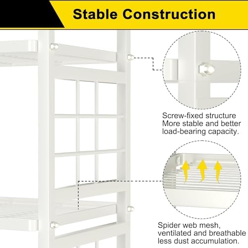 GIOTORENT 6-Wire Standing Storage Shelves, Metal Shelving Unit Pantry Rack for Laundry Kitchen Bathroom Organizer(White)
