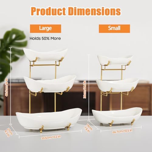 3 Tier Fruit Basket, Ceramic Fruit Bowl for Kitchen Counter 2