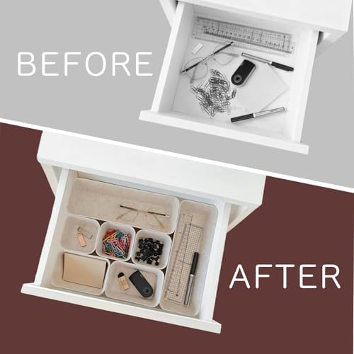 16-Piece Felt Desk Drawer Organizer Tray Set in 4-Sizes, Oatmeal