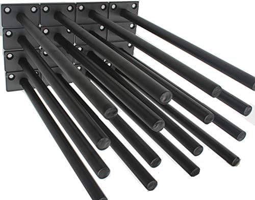 16 Pcs 10" Black Solid Steel Floating Shelf Bracket Blind Shelf Supports - Hidden Brackets for Floating Wood Shelves - C