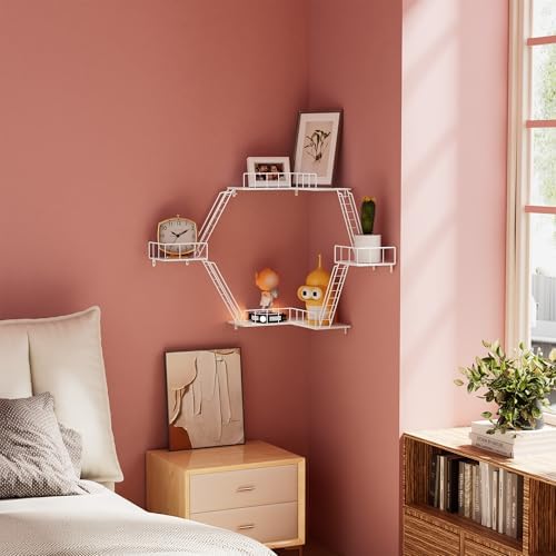 Fire Escape Wall Shelf - New York Fire Escape Shelf, Knick Knack Shelf for Figures, 3-Tier Corner Floating Shelves, Meta