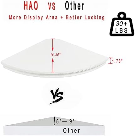 HAO Floating Corner Shelf Invisible Wall Mounted Shelves Radial Shape Cable Wire Hole Pattern Perfect for Bedroom Bathro
