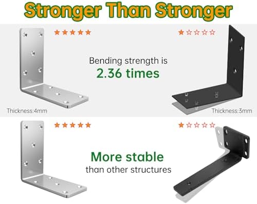(8PCS) Heavy Duty L Brackets 5x5x2.5 for Wood,Metal Shelf Brackets,90 Degree Corner Bracket,Large Right Angle Bracket, P