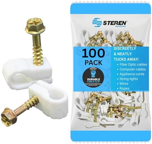 STEREN Coaxial Cable Clips - Cable Holder - Wire Clips - Siding Clips for Hanging - Cord Holder for Desk - Cable Clamps 