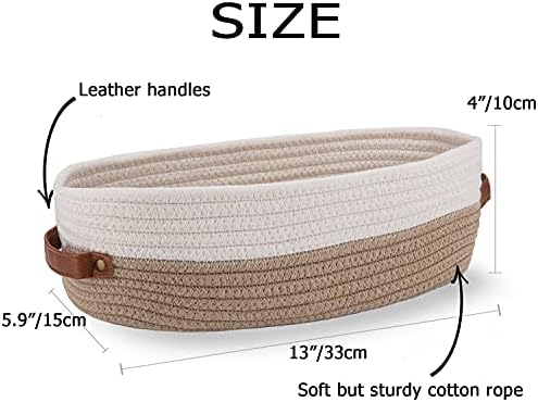 2 Pack Cotton Rope Bathroom Decor Basket,Toilet Paper Holder Basket,Farmhouse Home Decor Organizing Baskets 13"x5.9"x4" 