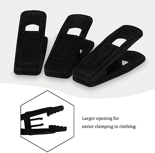 Tinfol 50pc Velvet Hanger Clips, Black Strong Finger Flocked Clips, Large Opening Clip Clothes Pin, Pants Hangers Clip for Thin Clothes Hangers