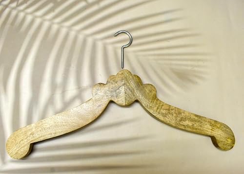 Wooden Coat Hanger Handmade Vintage Wooden Suit Jacket Clothes Hanger for Groom & Bridal Wedding Dress Non Slip Smooth Finish Swivel Hook Bridal Shower Party Favor Gift Ideas (18 Inch)