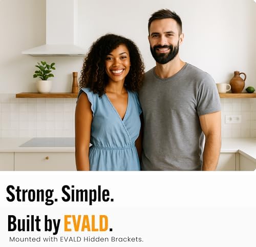 EVALD LevelMate™ Titan-Mount 4 Inch Floating Shelf Brackets, Heavy Duty Hidden Shelf Brackets for Floating Shelves, Blac