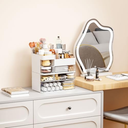 SuoXing Makeup Organizer for Vanity,Large 6 Drawers Make up Organizers for Counter,Plastic Cosmetic Storage Organizer fo