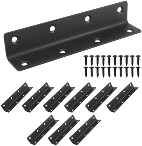 L Bracket, Heavy Duty Corner Brace, 10 Pack 5.51" Metal Shelf Bracket Angle Bracket for Shelves, Black Metal Braces for 
