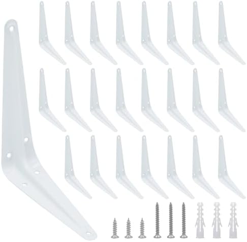 24Pcs 6 x 5 Inch White Shelf Brackets, L Brackets